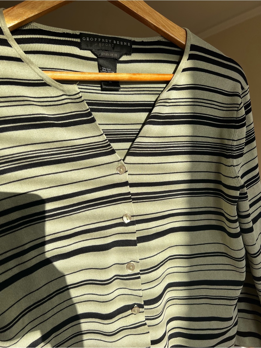 Geoffrey Beene Silk & Cotton Striped Knit Cardigan Top